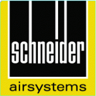 Logo von Schneider Airsystems in Schwarz-Gelb mit stilisierter Schrift.