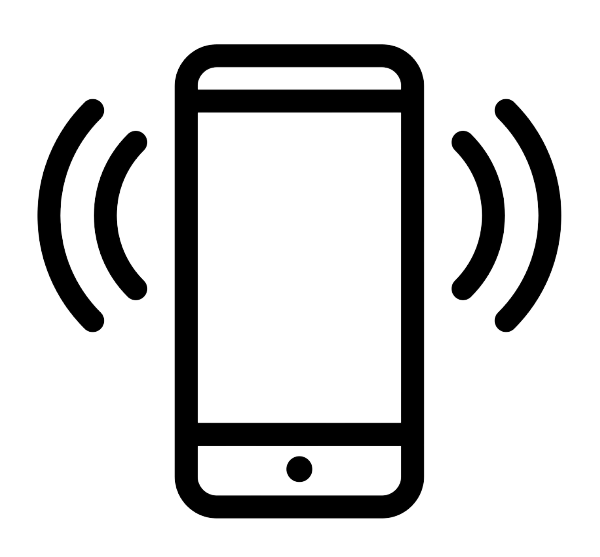 Ein Smartphone mit Wellenlinien, die Benachrichtigung oder Anruf anzeigen.